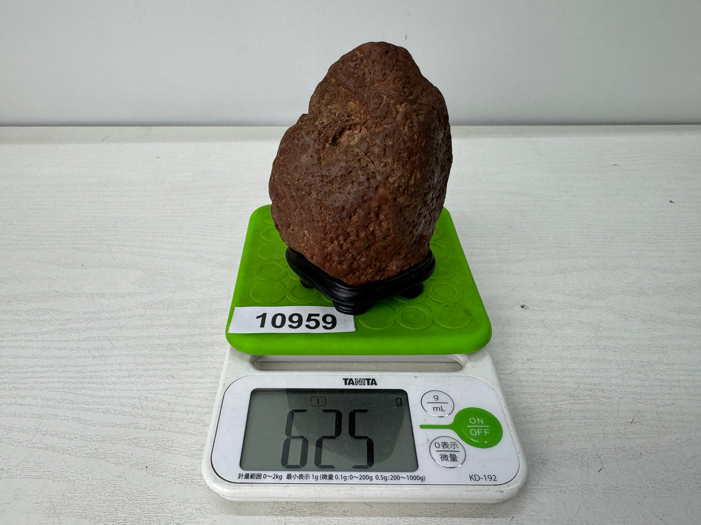 Y10959 OKIMONO red Viewing stone wooden stand Fossil Japan antique interior
