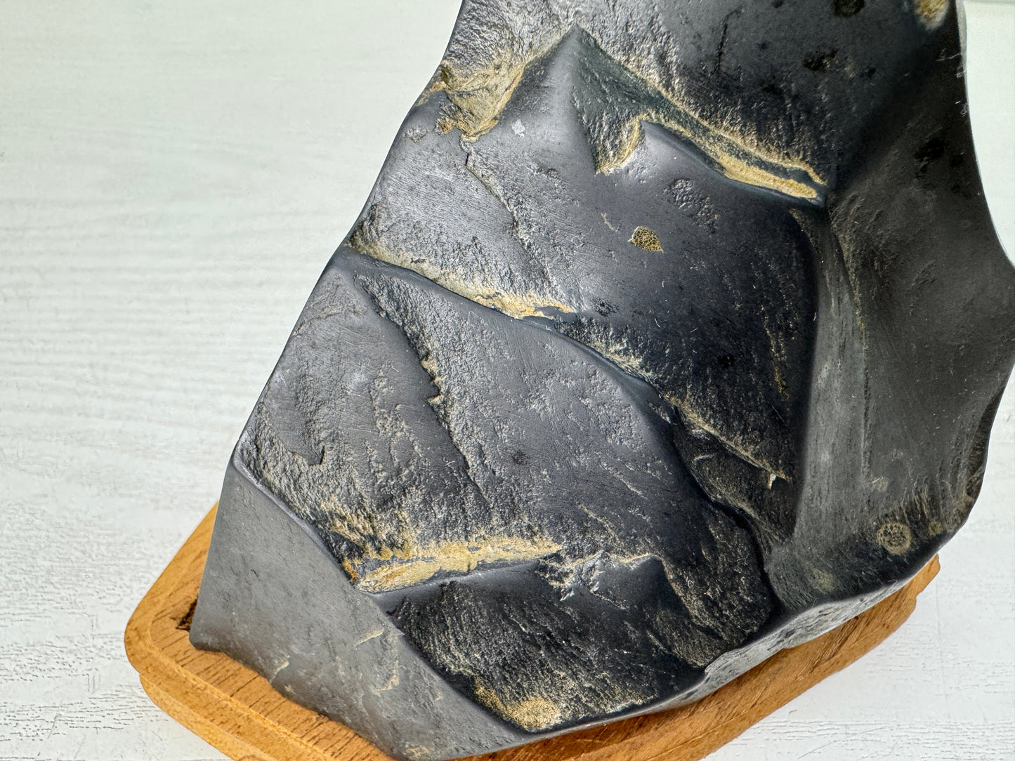 Y10962 OKIMONO Nachiguro viewing stone wooden stand Japan antique interior decor