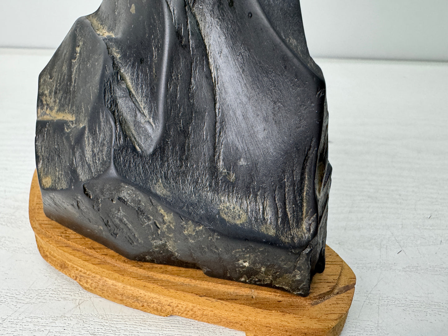Y10962 OKIMONO Nachiguro viewing stone wooden stand Japan antique interior decor