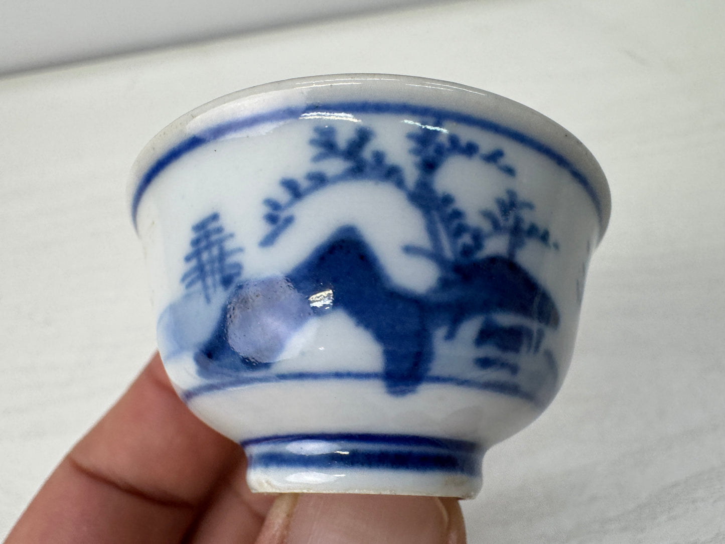 Y10970 CHAWAN Kutani-ware Sake cup set of 5 signed color picture Japan antique