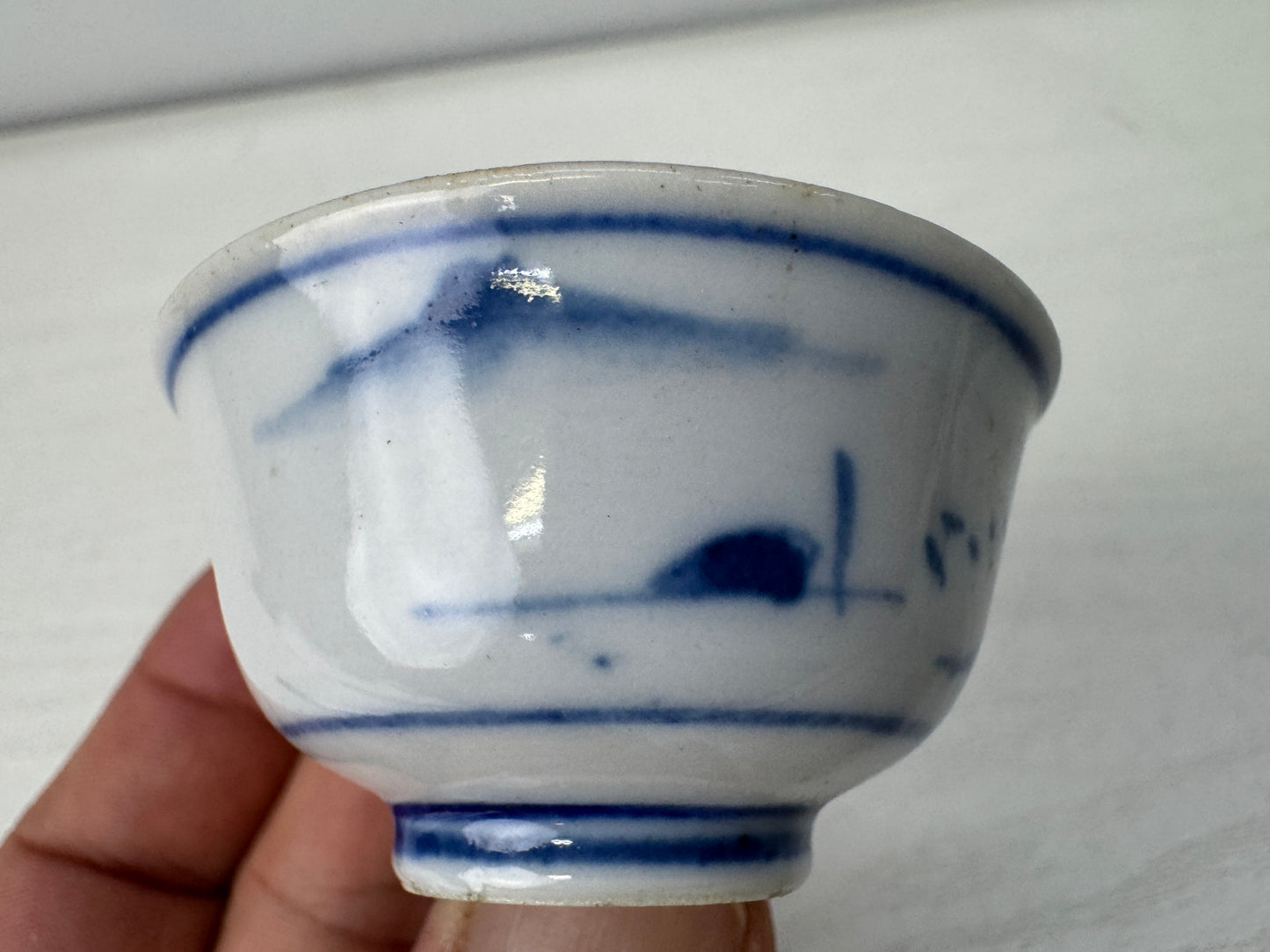 Y10970 CHAWAN Kutani-ware Sake cup set of 5 signed color picture Japan antique