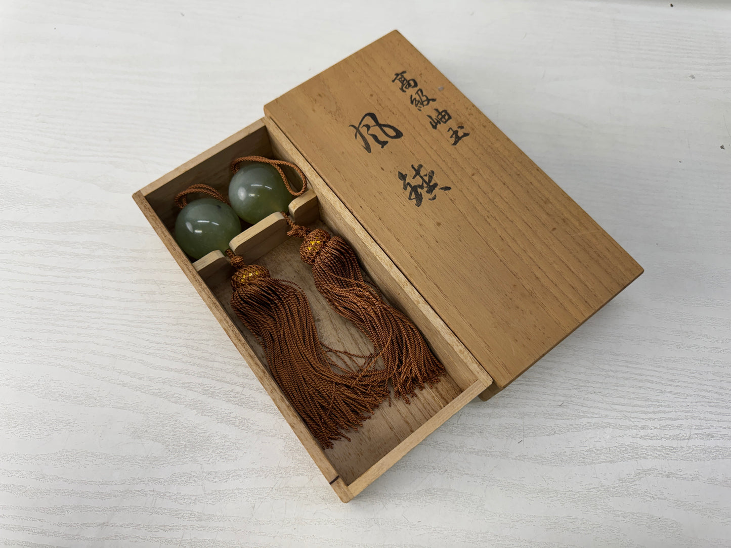 Y10975 FUCHIN stone round ball box Japan antique kakejiku Hanging Scroll Weight