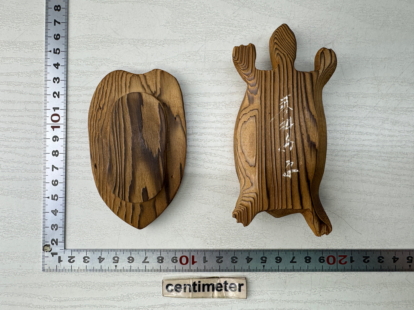 Y10978 BOX cedar wood carving Turtle accessory trinket container Japan antique