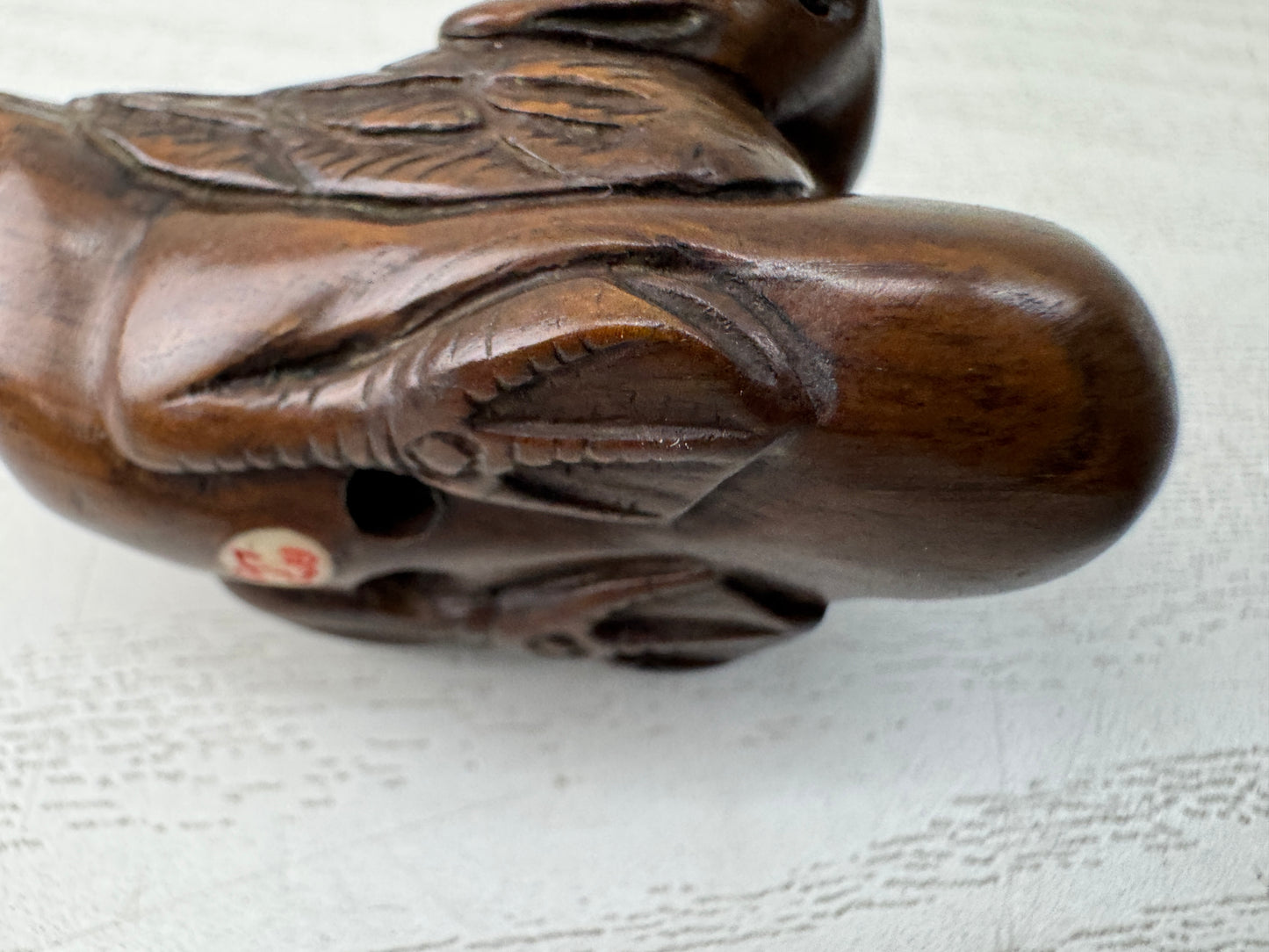 Y10980 NETSUKE wood carving Swan Japan antique traditional kimono accessory