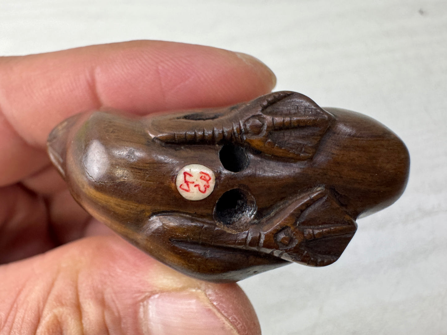 Y10980 NETSUKE wood carving Swan Japan antique traditional kimono accessory