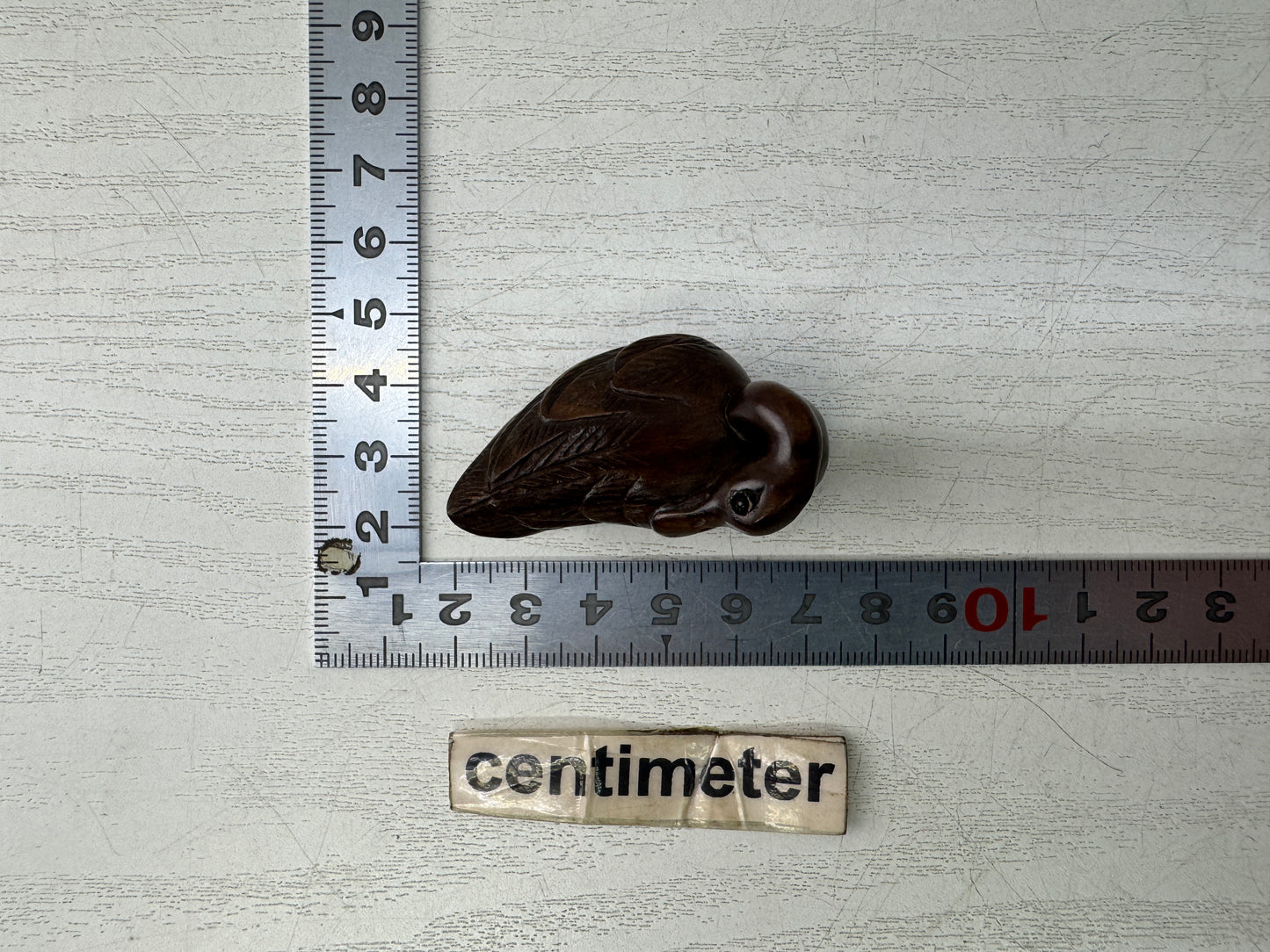 Y10980 NETSUKE wood carving Swan Japan antique traditional kimono accessory