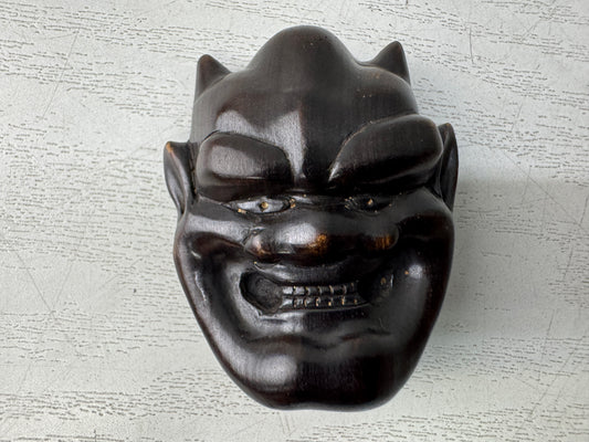 Y10981 NETSUKE  wood carving Mask Japan antique traditional kimono accessory