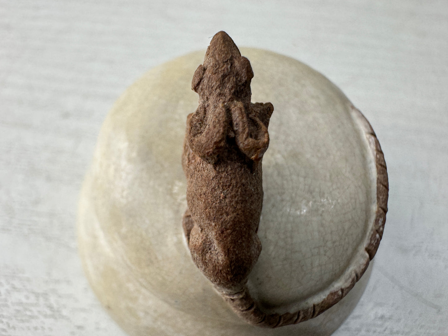Y10982 BOX Kyo-ware Mouse signed Japan antique incense case fragrance aroma