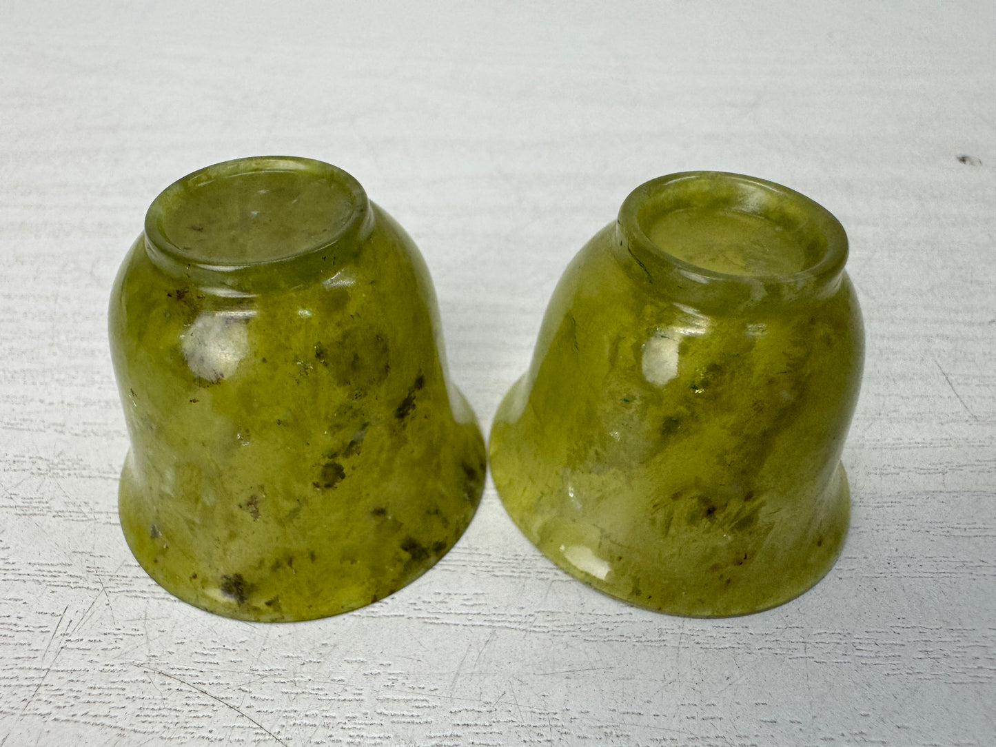 Y10983 CHAWAN Green stone Sake cup set of 2 box Japan antique