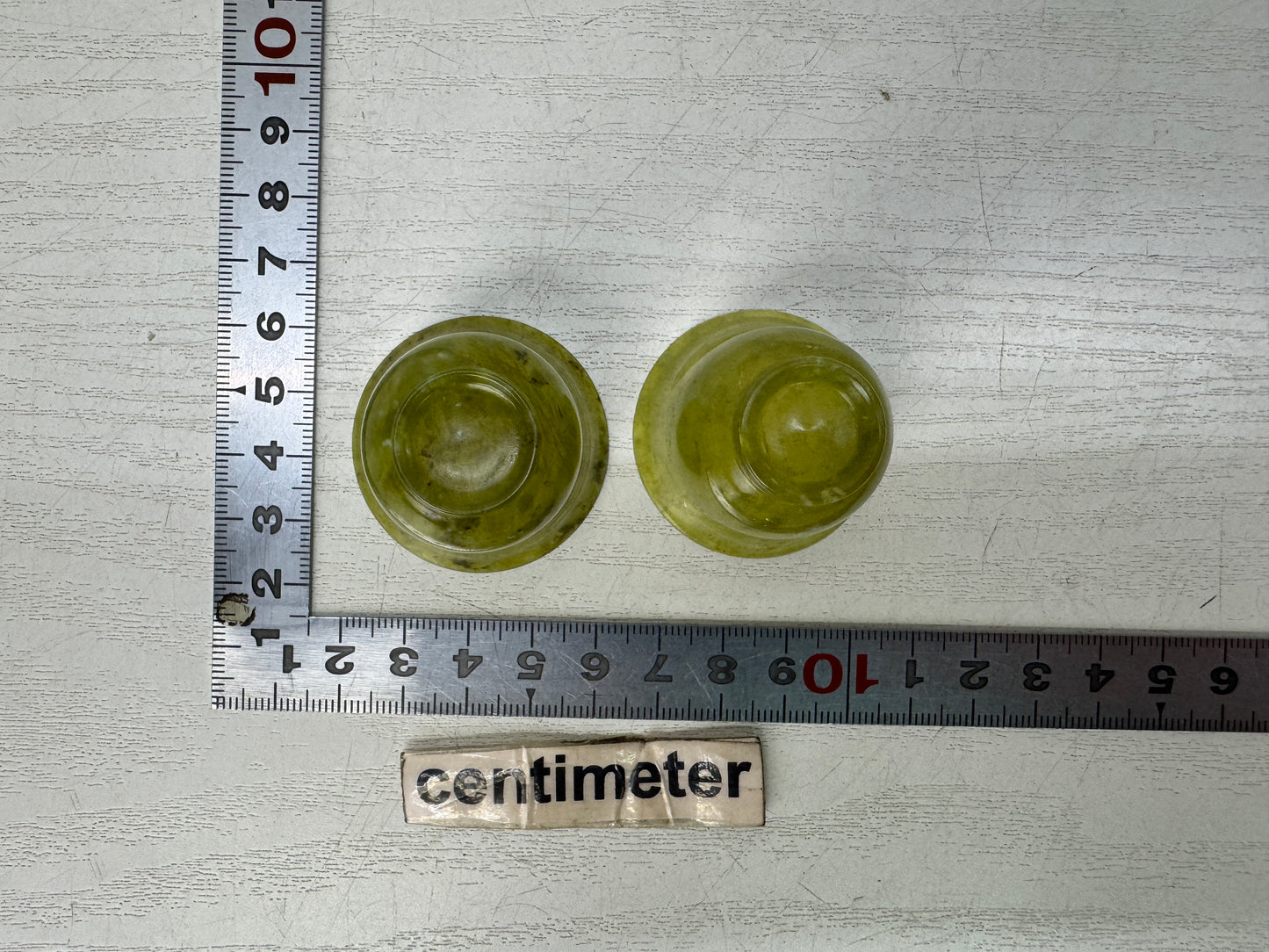 Y10983 CHAWAN Green stone Sake cup set of 2 box Japan antique