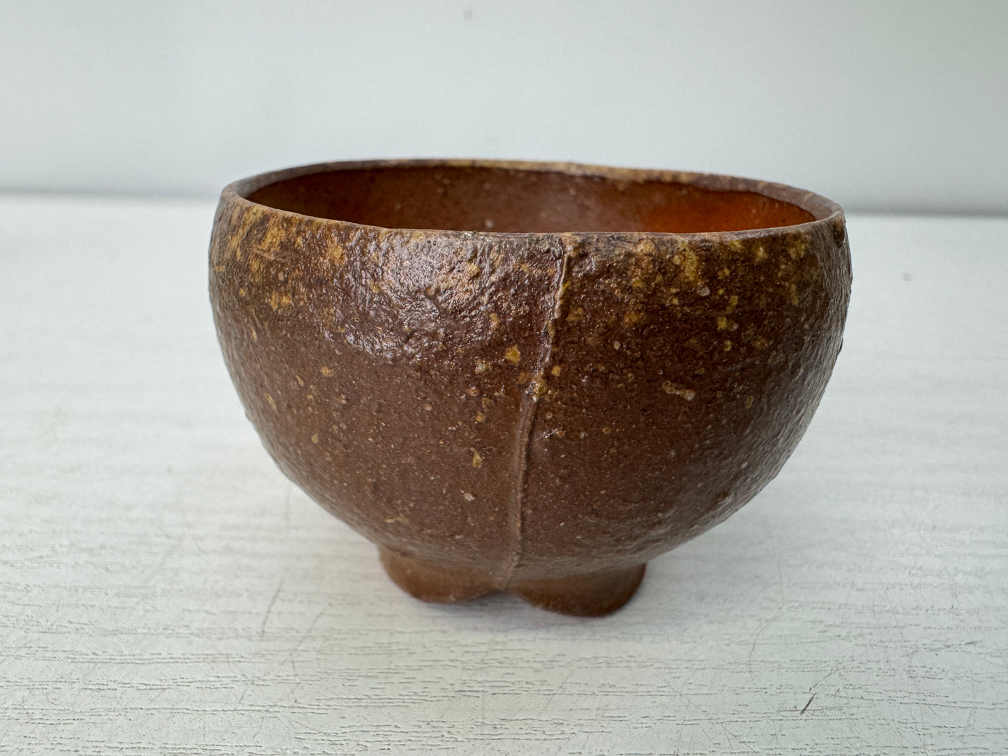 Y10985 CHAWAN Bizen-ware Guinomi Sake cup signed box Japan antique tableware