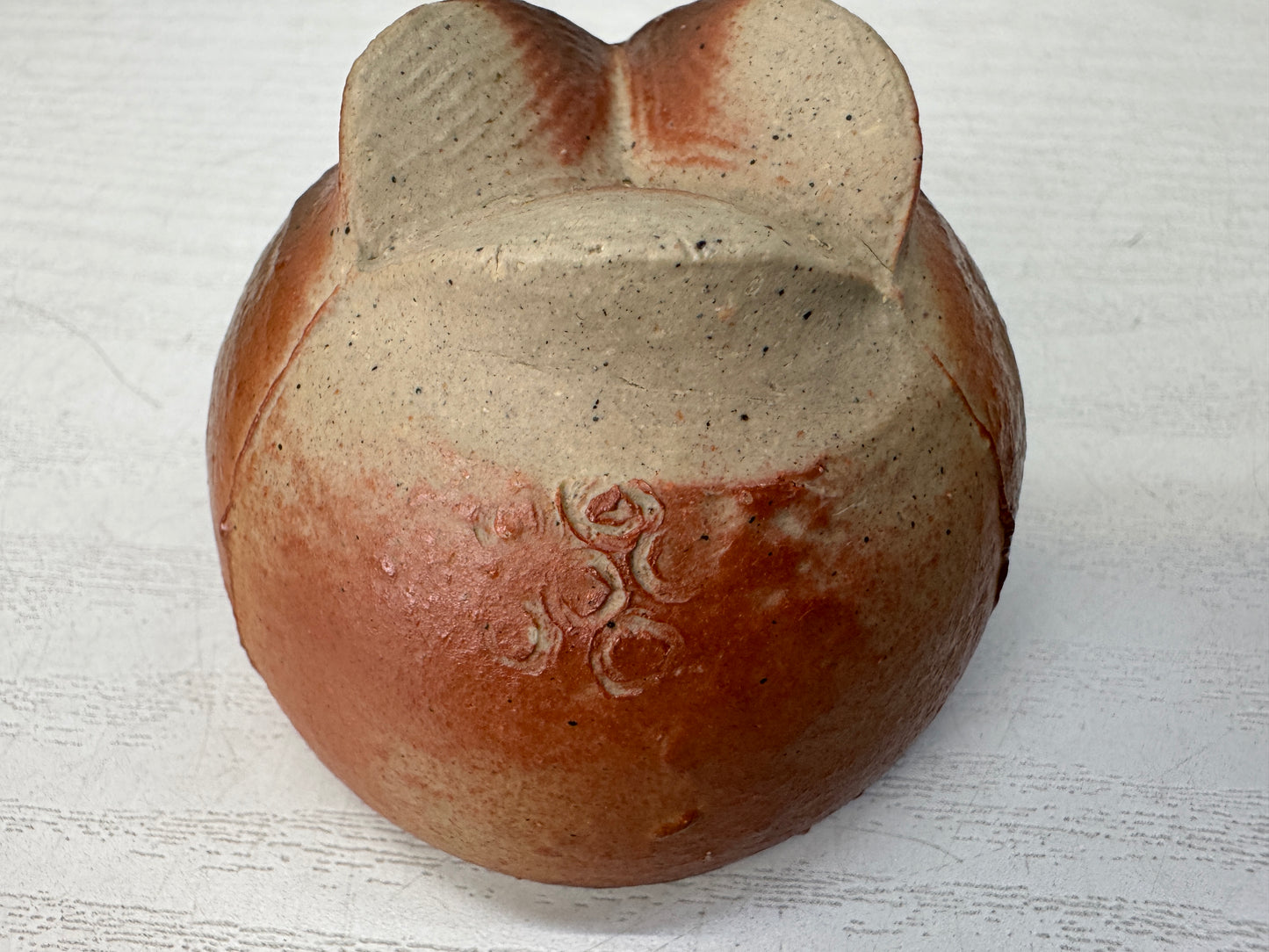 Y10985 CHAWAN Bizen-ware Guinomi Sake cup signed box Japan antique tableware