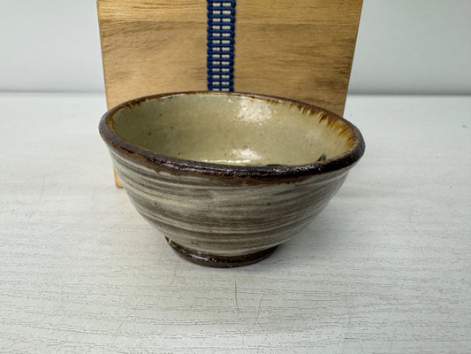Y10986 CHAWAN Bizen-ware Guinomi Sake cup signed box Japan antique tableware