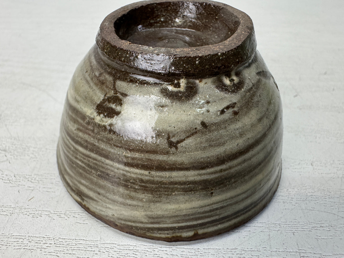 Y10986 CHAWAN Bizen-ware Guinomi Sake cup signed box Japan antique tableware