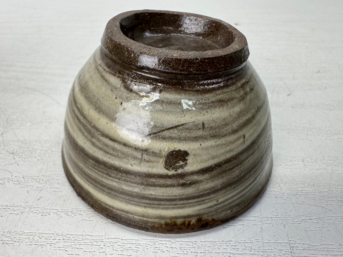 Y10986 CHAWAN Bizen-ware Guinomi Sake cup signed box Japan antique tableware
