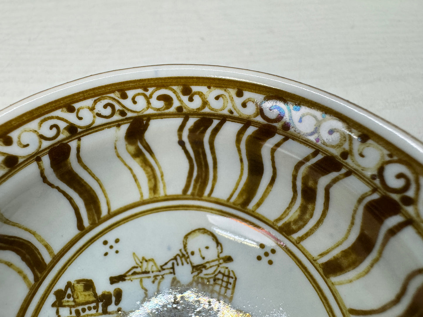 Y10987 CHAWAN Mino-ware Luster glaze Sake cup signed box Japan antique tableware