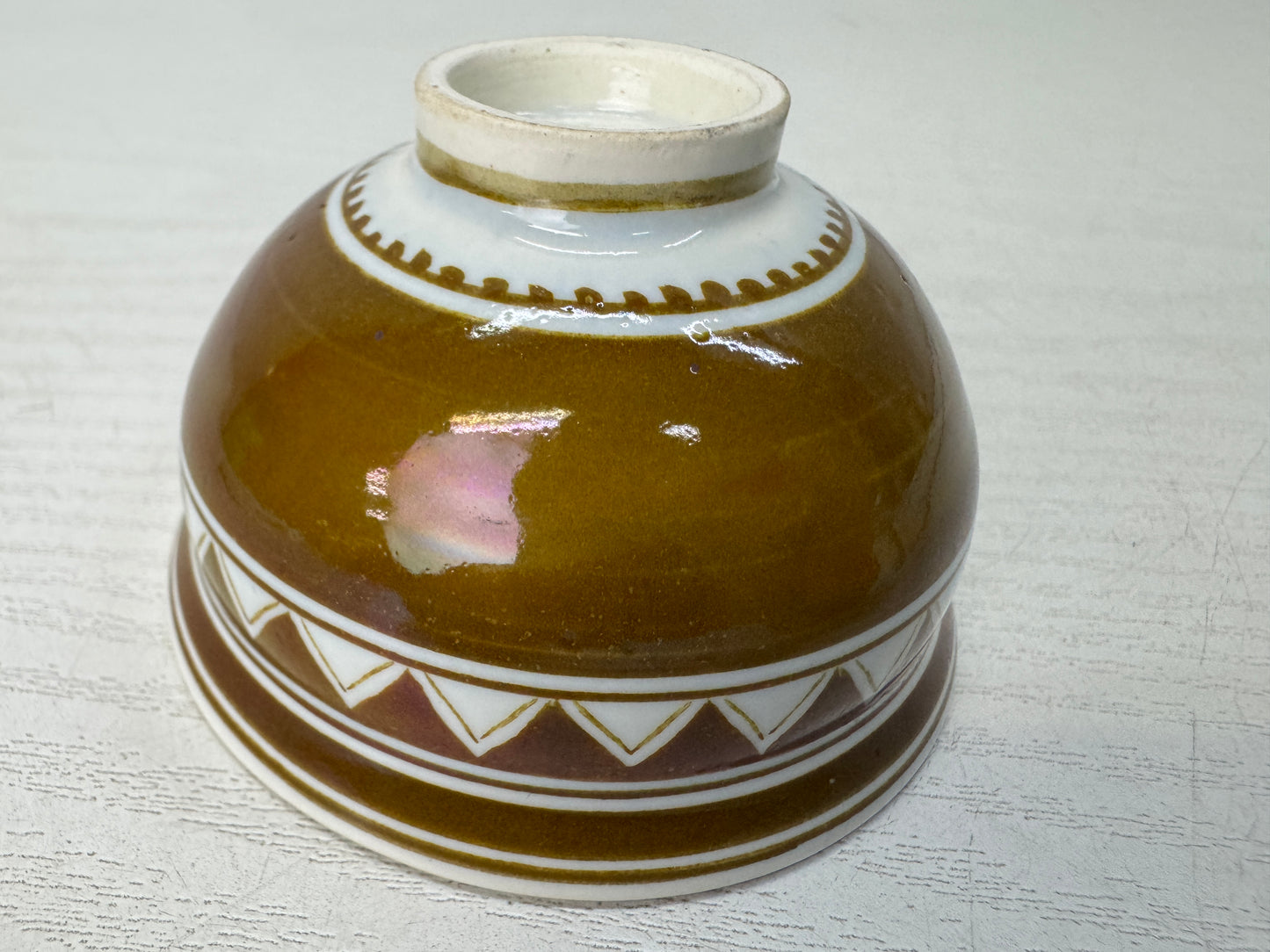 Y10987 CHAWAN Mino-ware Luster glaze Sake cup signed box Japan antique tableware