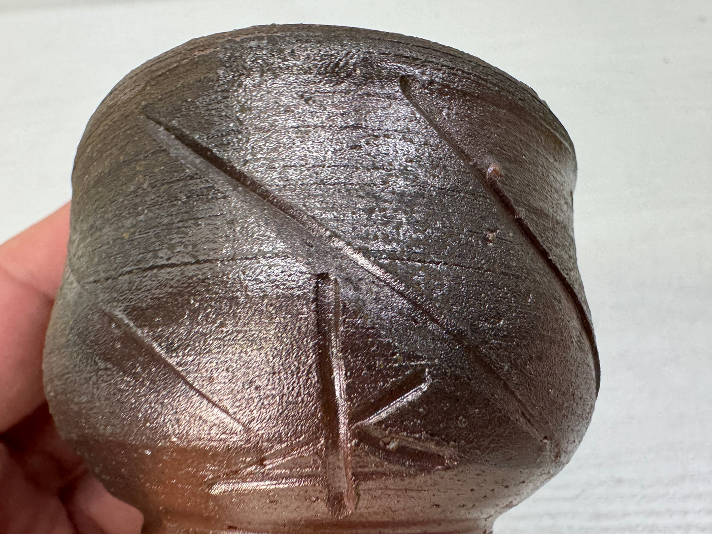Y10988 CHAWAN Bizen-ware Sake cup signed box Japan antique tableware pottery