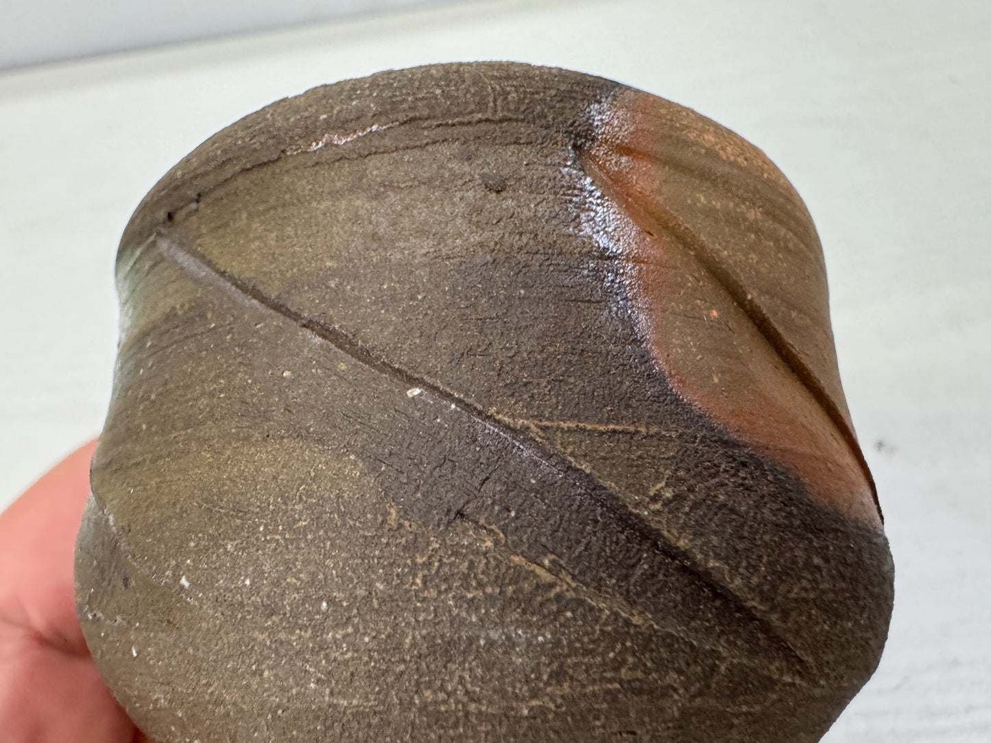 Y10988 CHAWAN Bizen-ware Sake cup signed box Japan antique tableware pottery