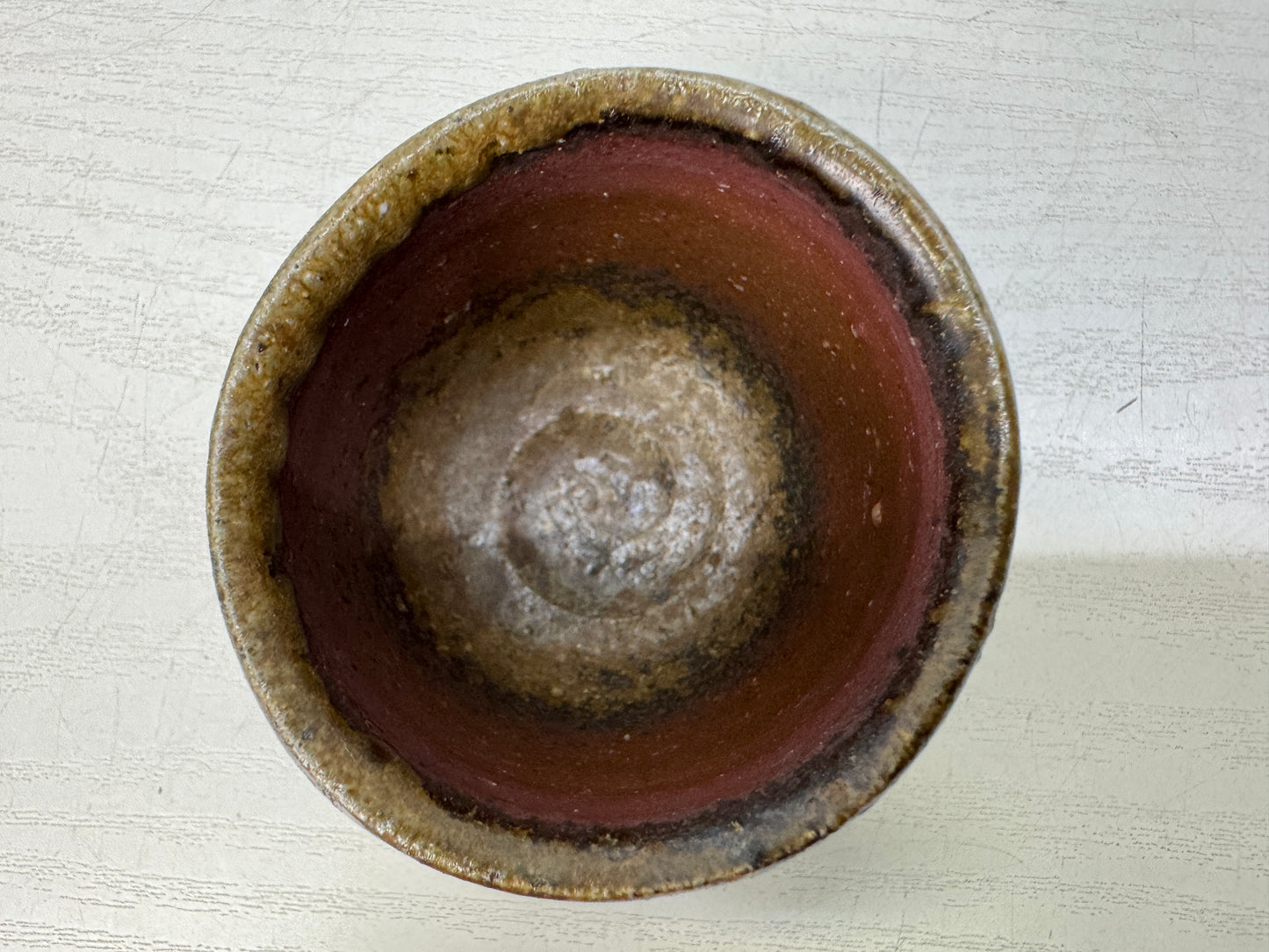 Y10989 CHAWAN Bizen-ware Guinomi cylindrical Sake cup signed box Japan antique
