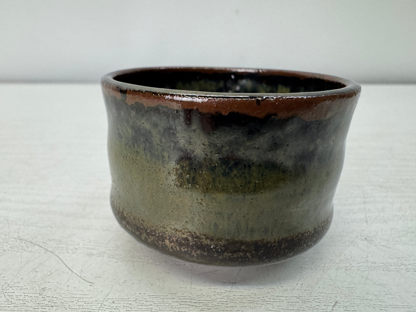 Y10990 CHAWAN Ryukyu-ware Guinomi Sake cup signed box Japan antique tableware