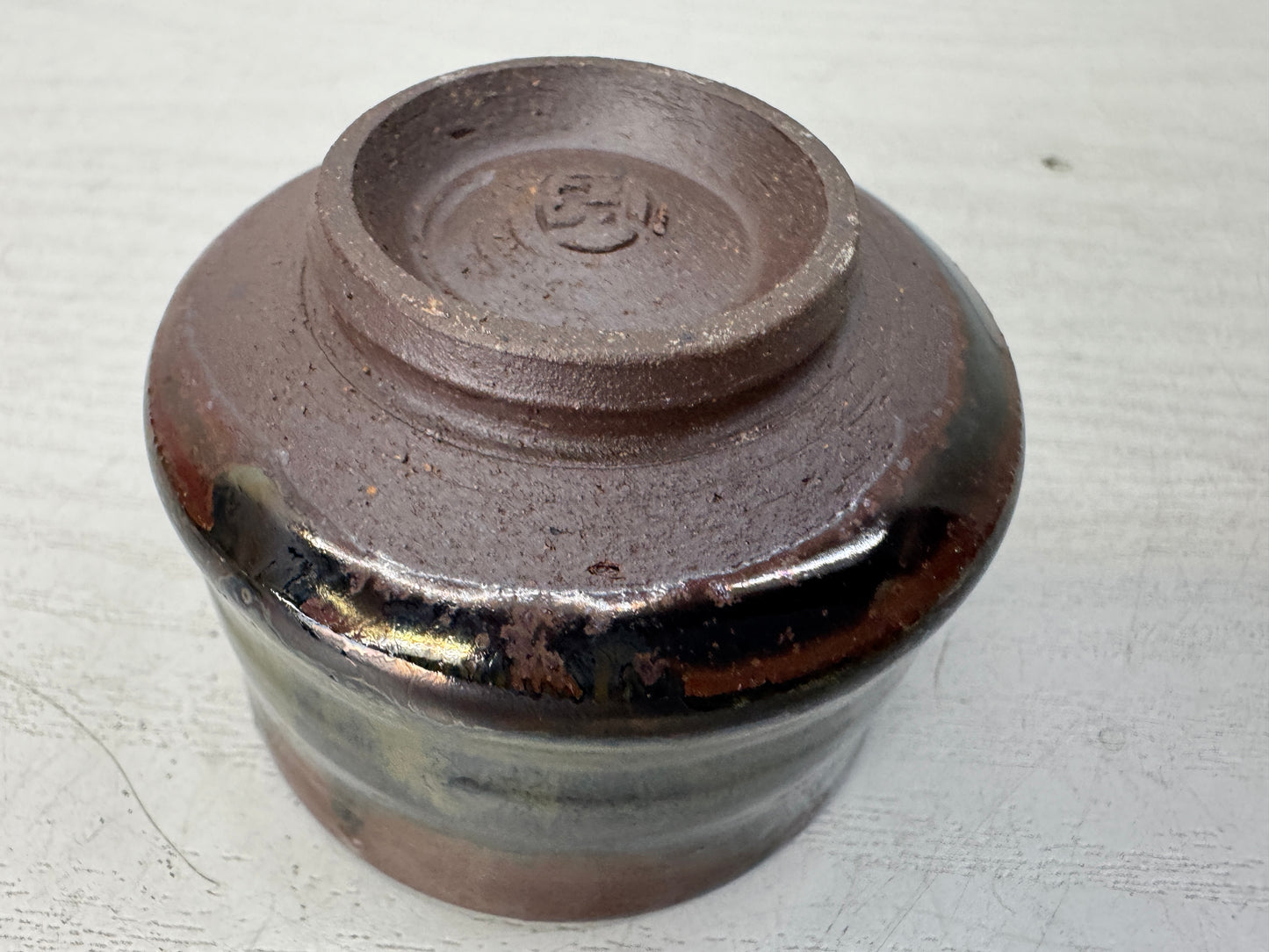 Y10990 CHAWAN Ryukyu-ware Guinomi Sake cup signed box Japan antique tableware