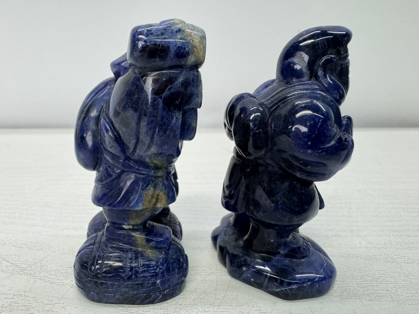 Y10994 STATUE Lapis Lazuli Ebisu Daikoku figurine box Japan antique interior