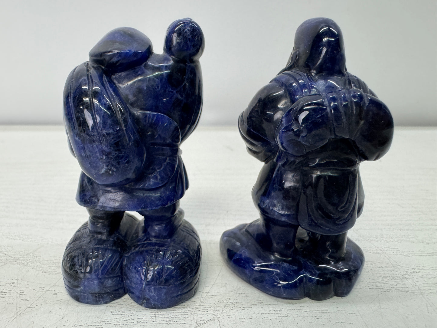 Y10994 STATUE Lapis Lazuli Ebisu Daikoku figurine box Japan antique interior