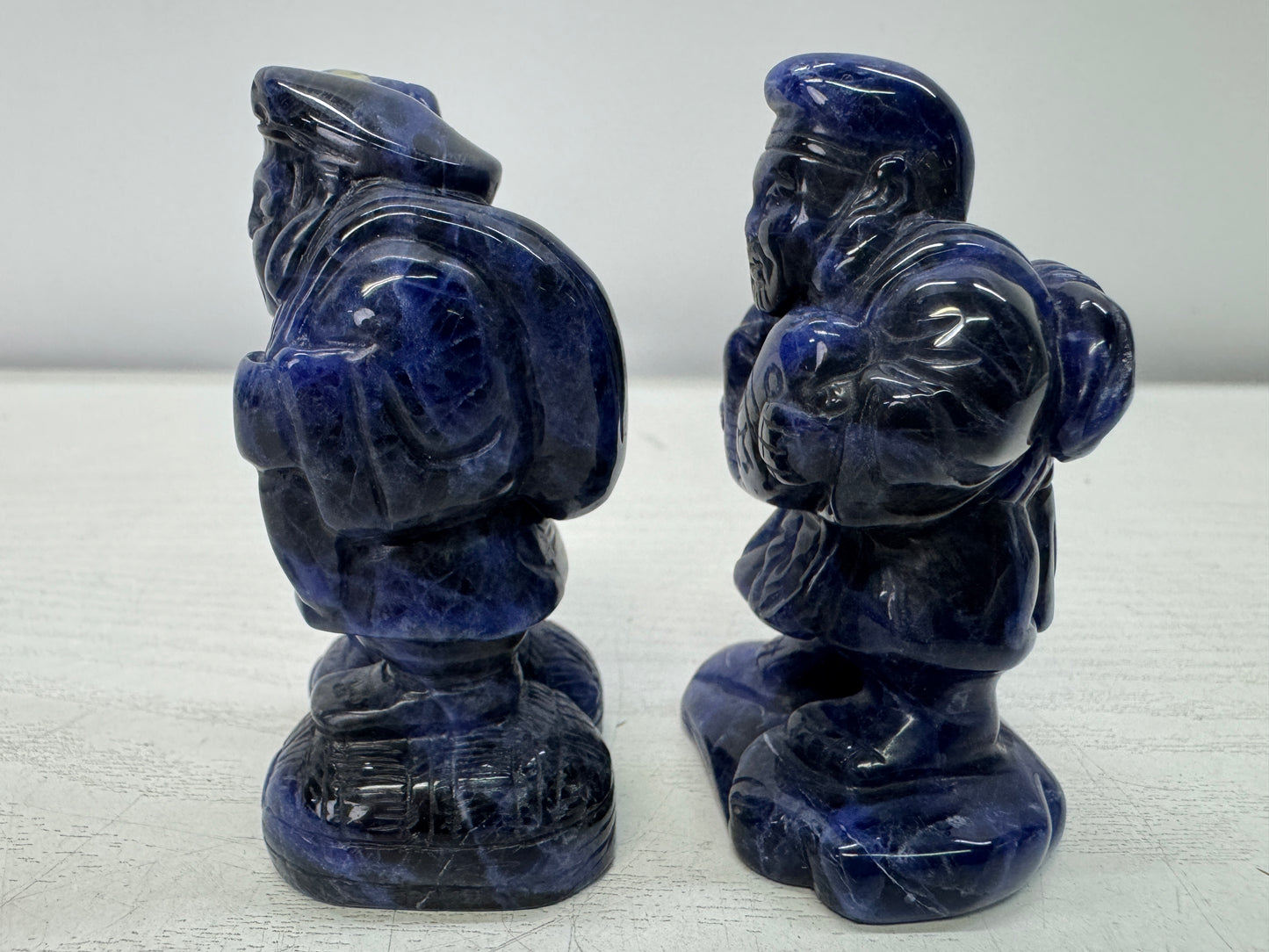 Y10994 STATUE Lapis Lazuli Ebisu Daikoku figurine box Japan antique interior