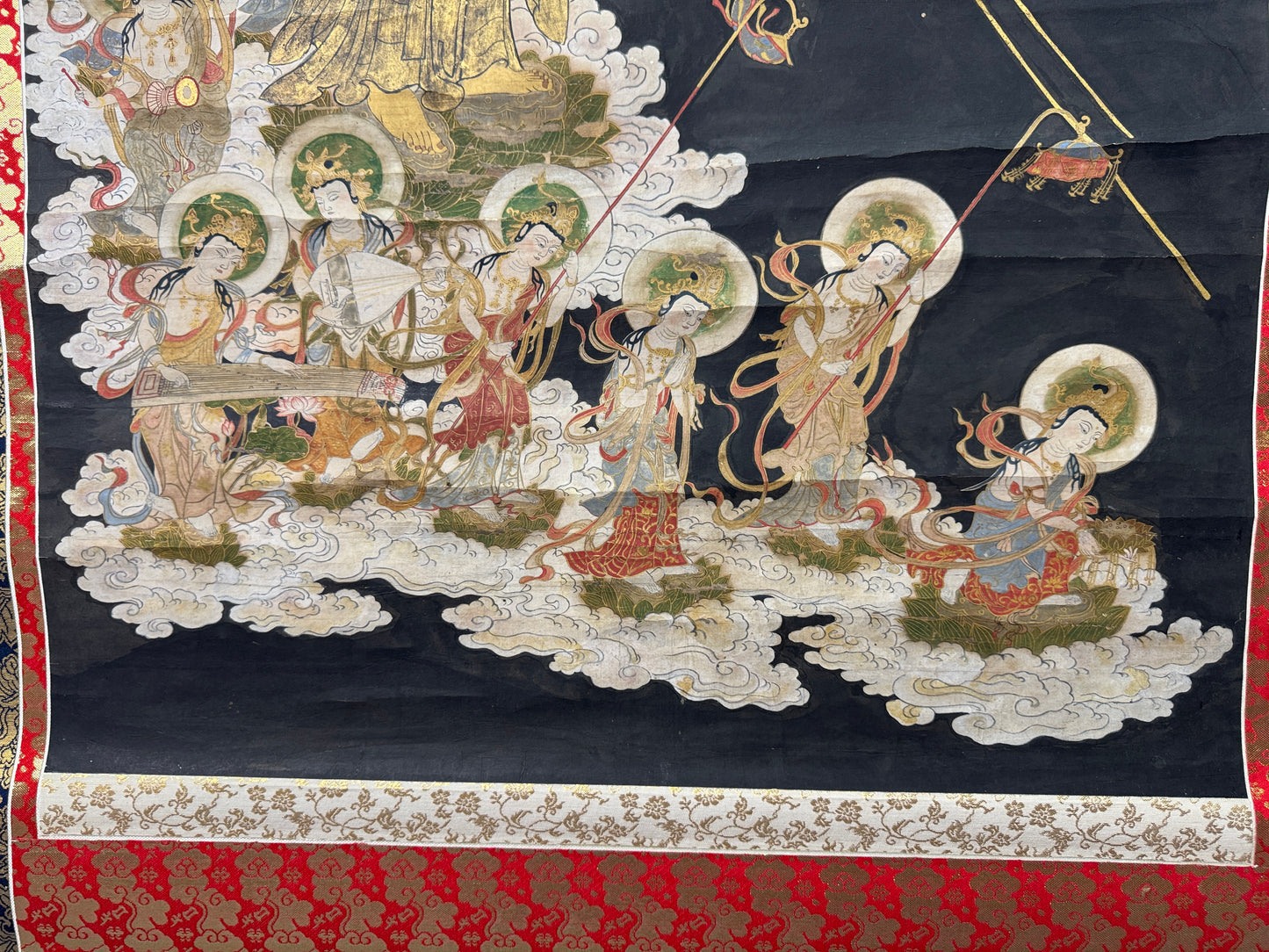 Y10995 KAKEJIKU Hanging scroll Raigo signed box Japan antique Buddhist painting