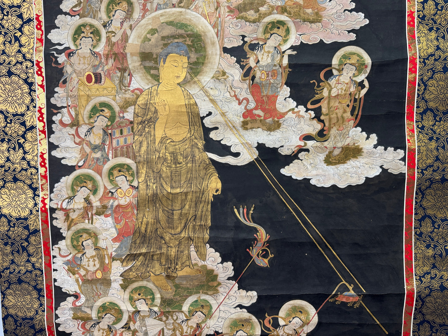 Y10995 KAKEJIKU Hanging scroll Raigo signed box Japan antique Buddhist painting