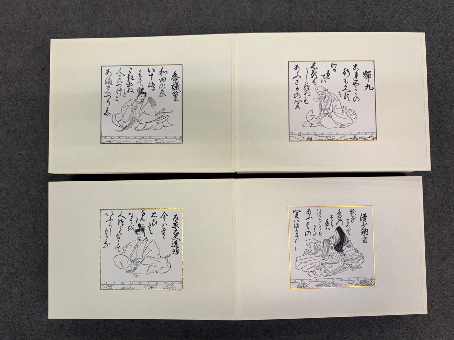 Y10996 PAINTING Haykunin Isshu 100 Poets Picture book signed  Japan antique