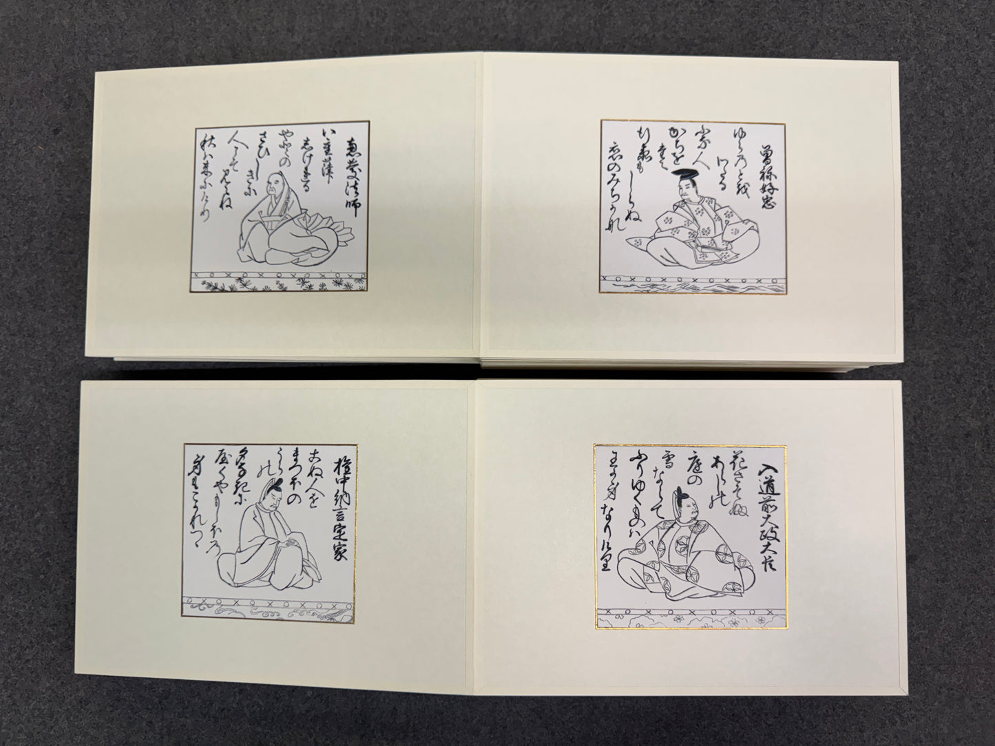 Y10996 PAINTING Haykunin Isshu 100 Poets Picture book signed  Japan antique