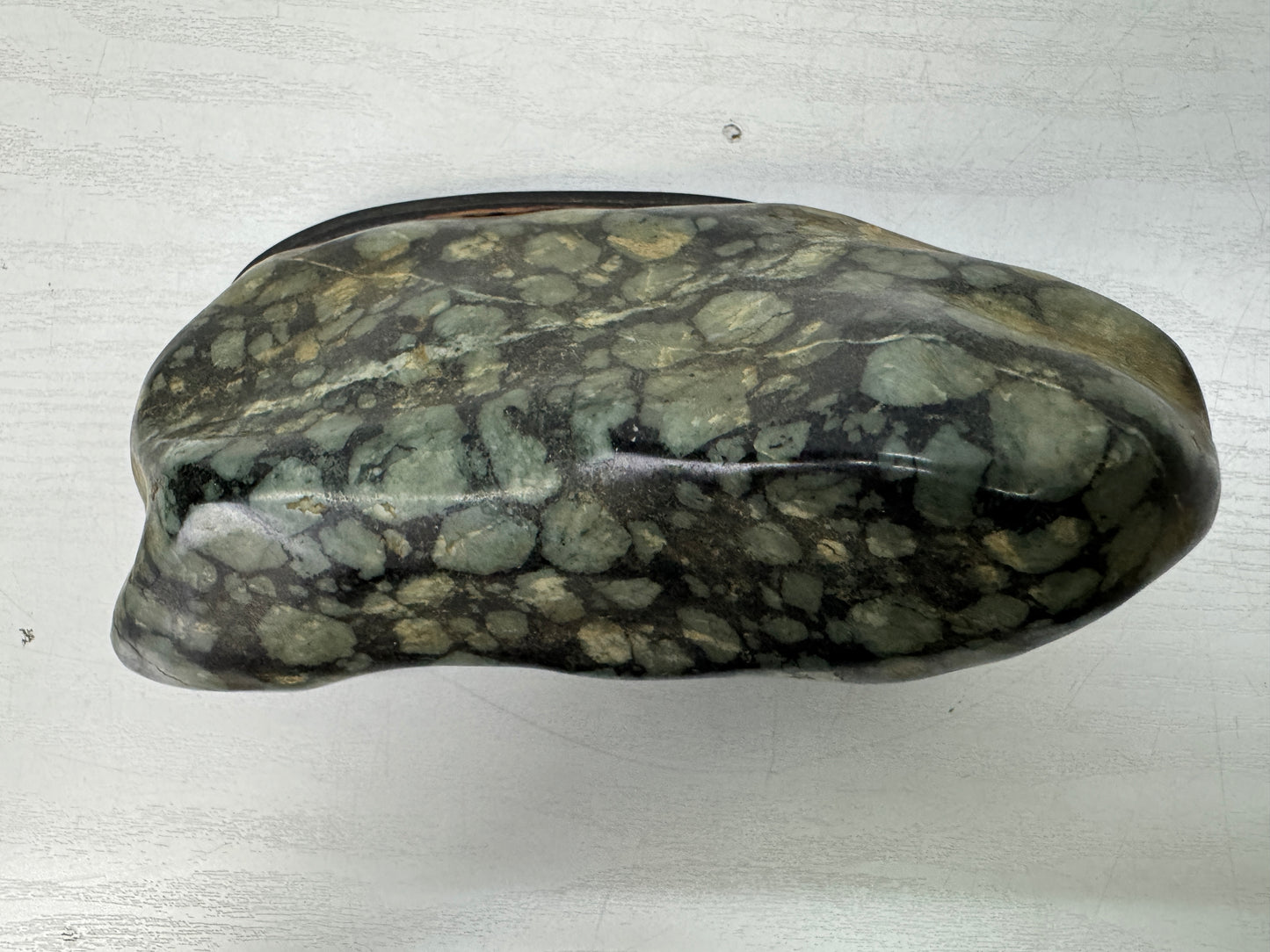 Y10997 OKIMONO Plum blossom raw stone wooden stand Japan antique interior decor