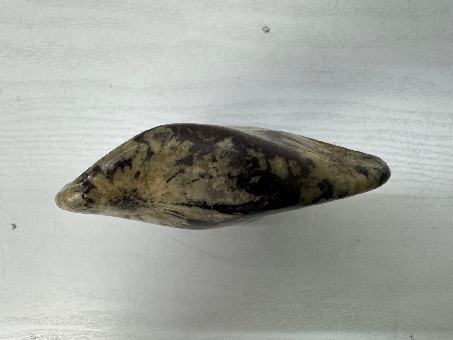 Y10998 OKIMONO Chrysanthemum viewing stone wooden stand Suiseki Japan antique