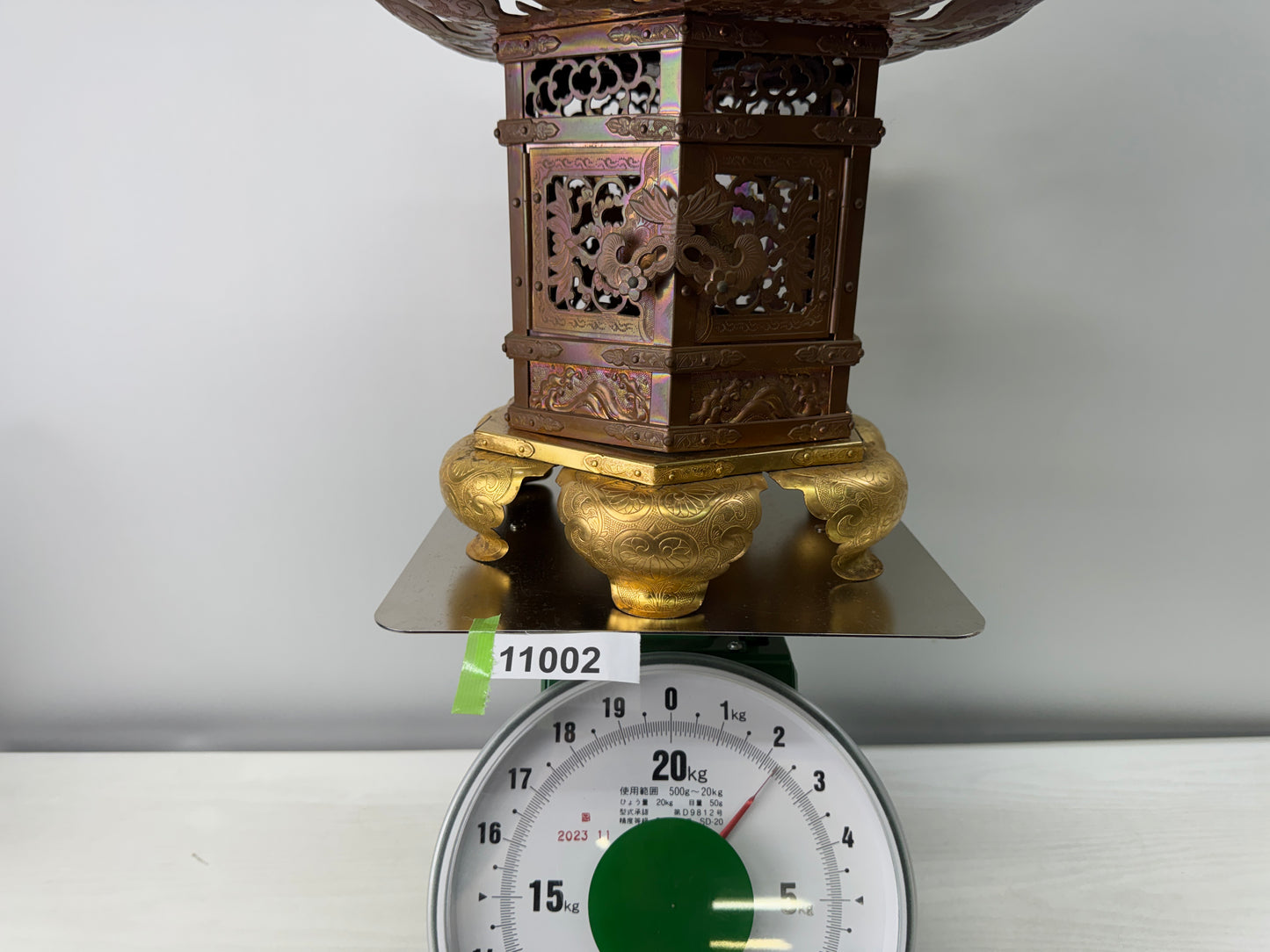 Y11002 TOUROU Copper Hanging Lantern shrine temple Japanese house Japan antique