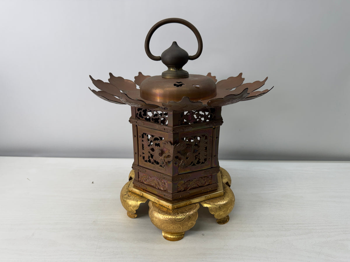 Y11002 TOUROU Copper Hanging Lantern shrine temple Japanese house Japan antique