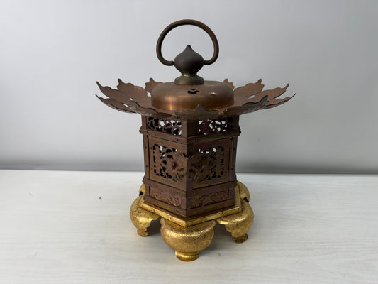 Y11002 TOUROU Copper Hanging Lantern shrine temple Japanese house Japan antique