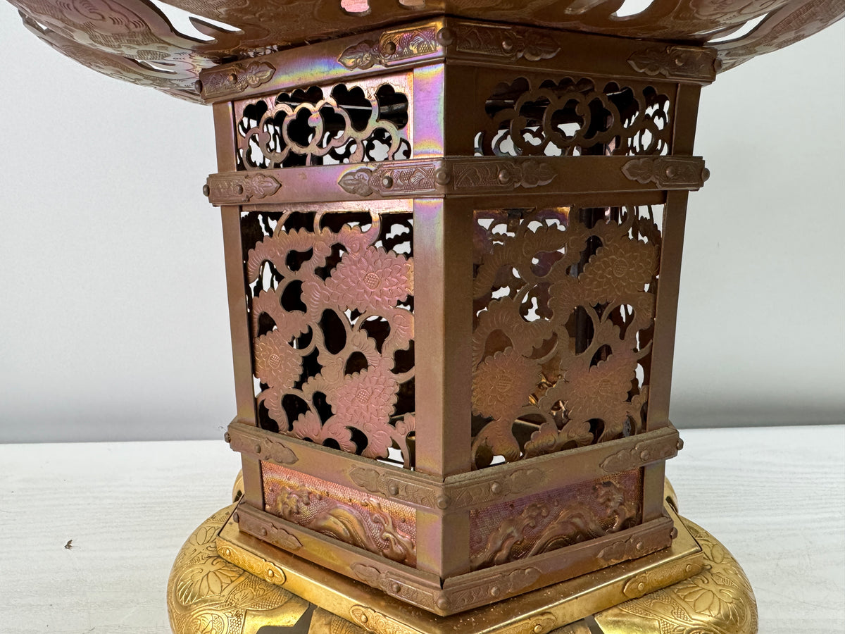 Y11002 TOUROU Copper Hanging Lantern shrine temple Japanese house Japan antique