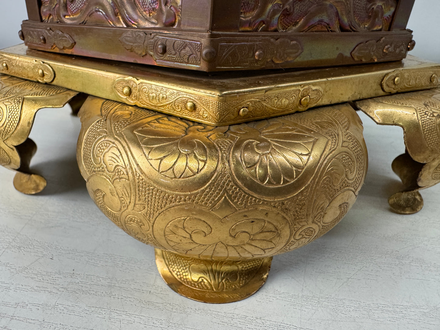 Y11002 TOUROU Copper Hanging Lantern shrine temple Japanese house Japan antique