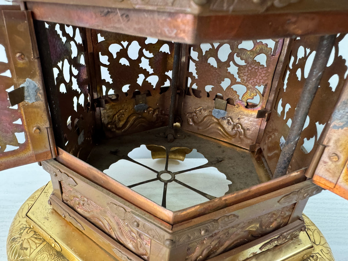 Y11002 TOUROU Copper Hanging Lantern shrine temple Japanese house Japan antique