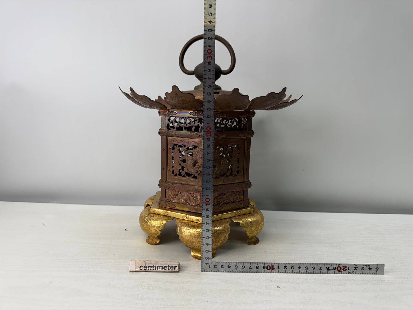 Y11002 TOUROU Copper Hanging Lantern shrine temple Japanese house Japan antique