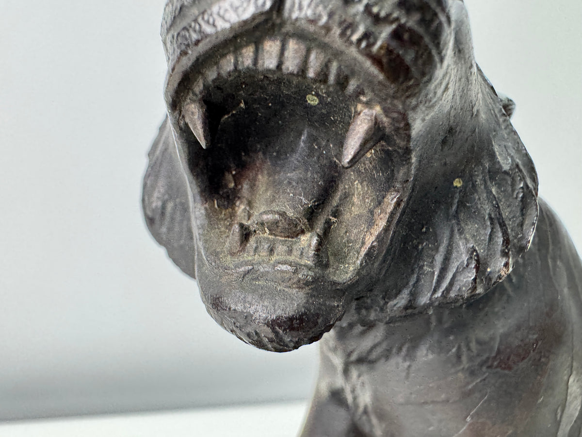 Y11003 OKIMONO metal Tiger figurine animal figure Japan antique interior decor