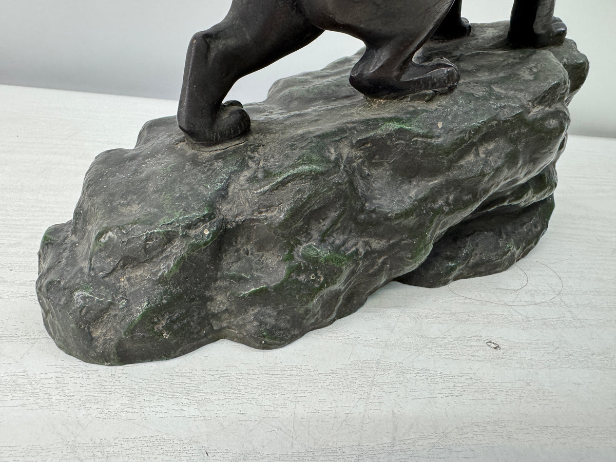 Y11003 OKIMONO metal Tiger figurine animal figure Japan antique interior decor