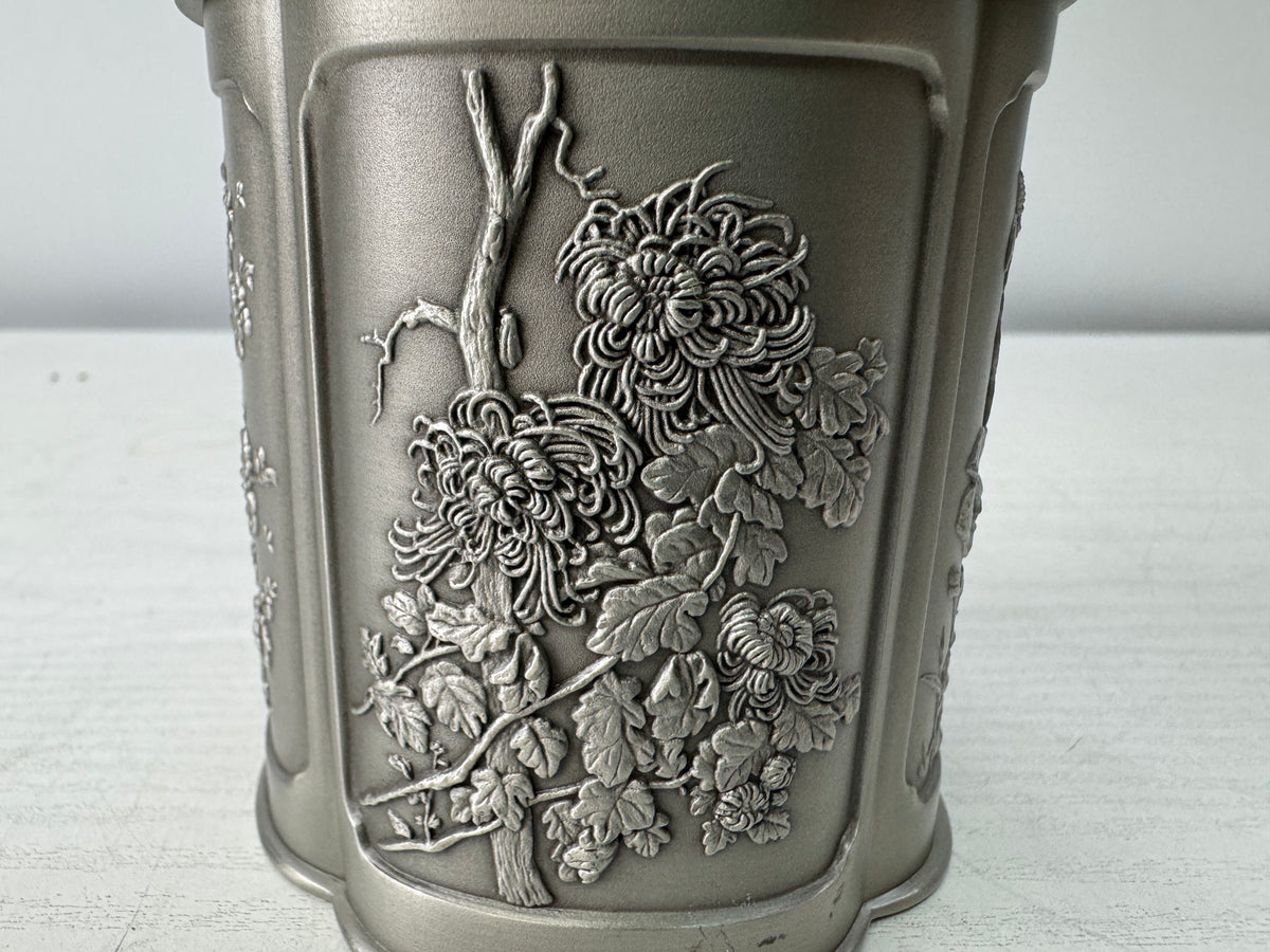 Y11004 TEA CADDY Tin container signed Japan antique tea ceremony Matcha case