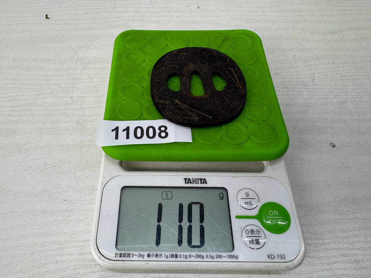 Y11008 TSUBA Iron sword guard Inlay Japan antique samurai katana koshirae bushi