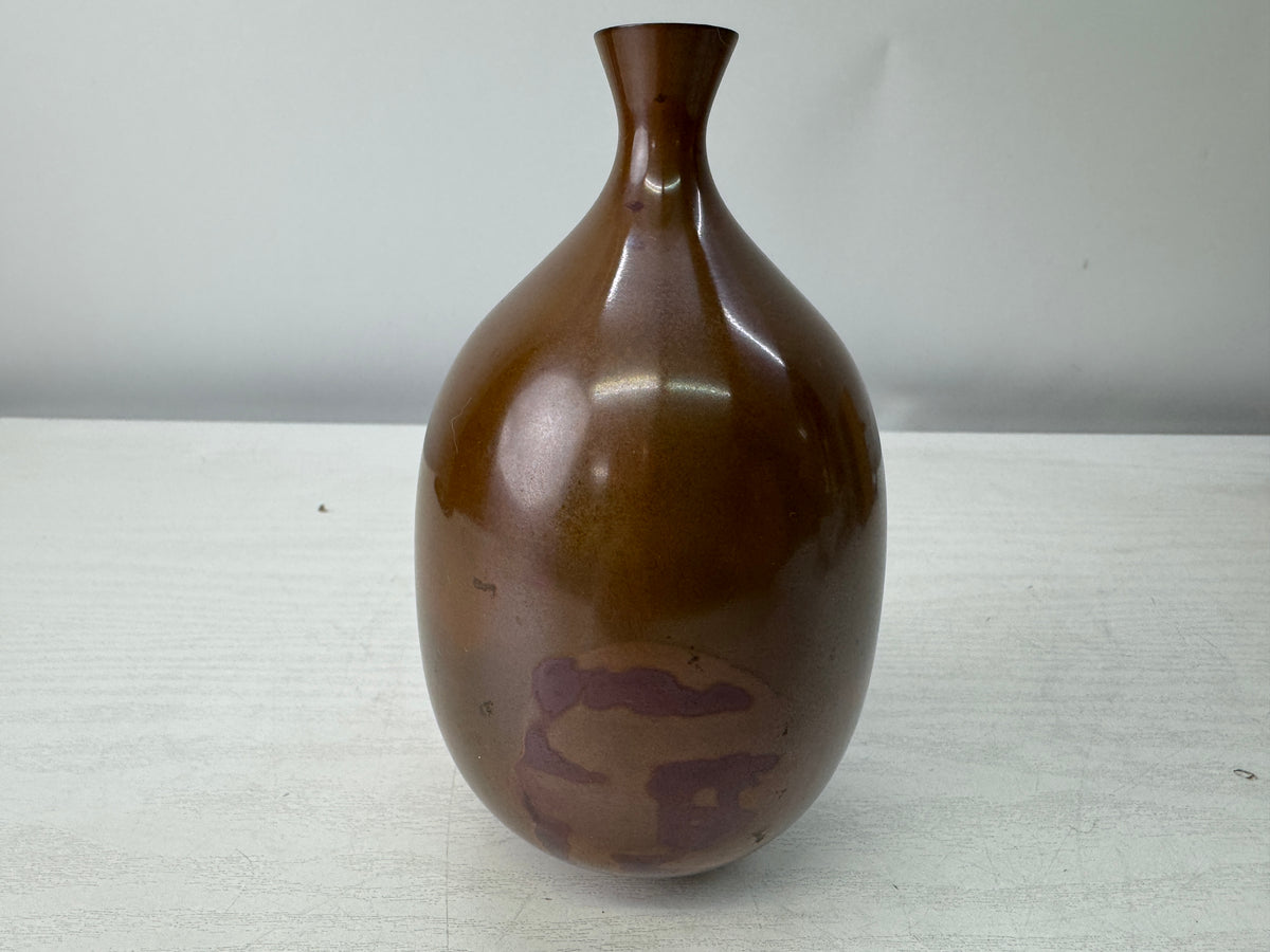 Y11009 FLOWER VASE Murashido signed box single bud Japan antique ikebana decor