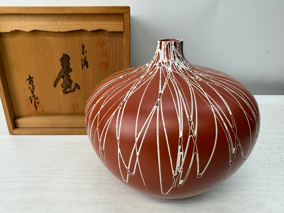Y11010 FLOWER VASE set of 3 signed box Japan antique ikebana floral arrangement