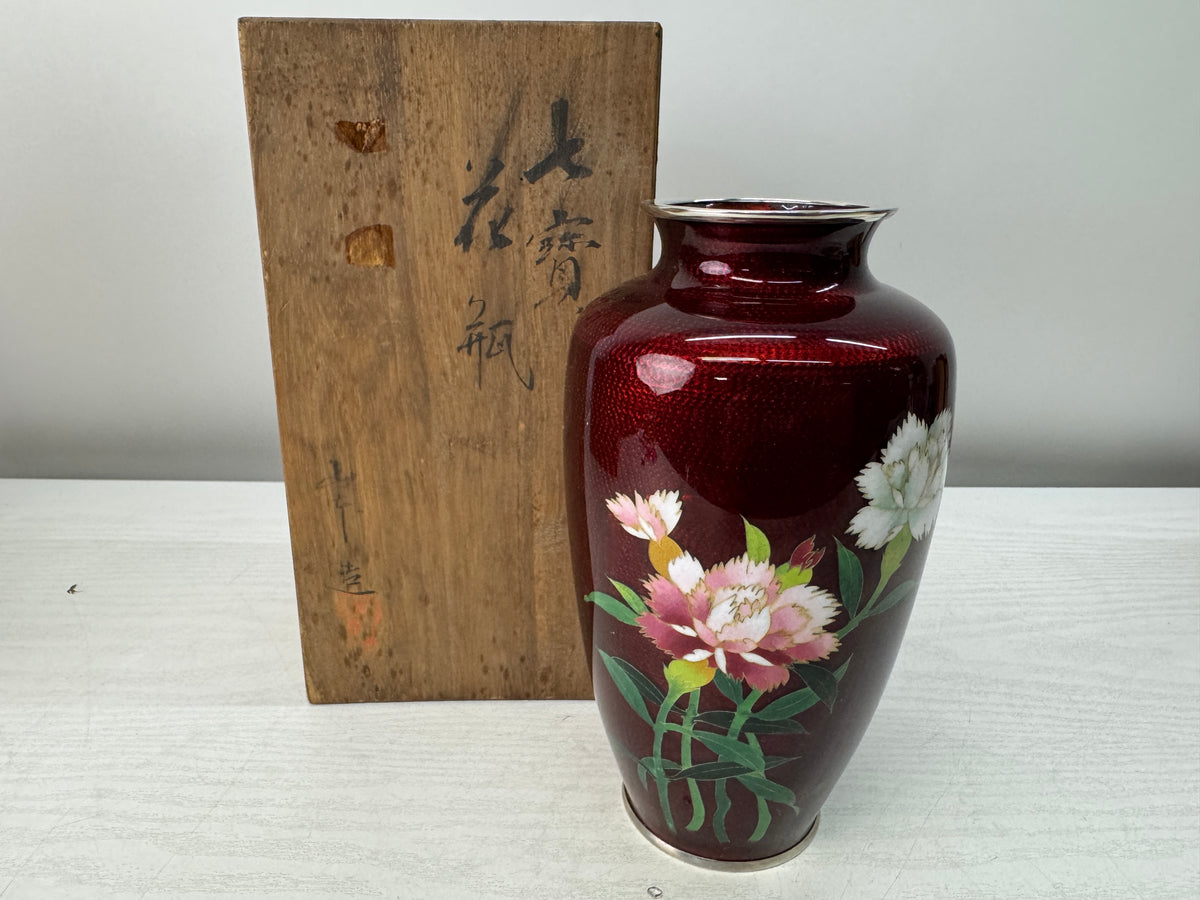 Y11010 FLOWER VASE set of 3 signed box Japan antique ikebana floral arrangement