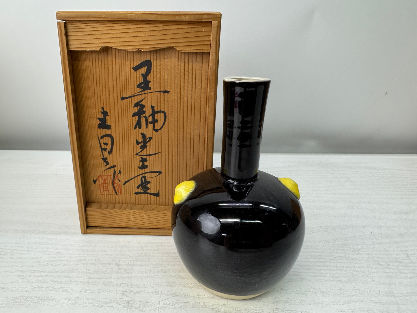 Y11011 FLOWER VASE set of 5 signed box Japan antique ikebana floral arrangement
